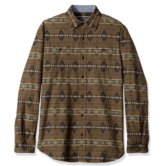 Pendleton Brown Patterned Casual Button Down Shirt - Picture 1 of 7